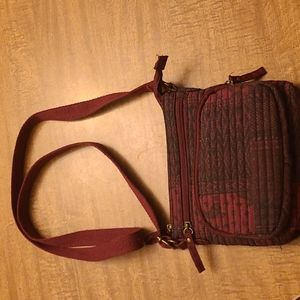 Burgundy and black cross body purse